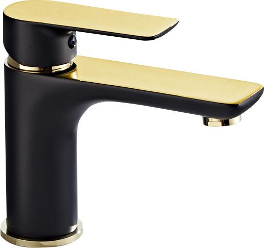 Bateria umywalkowa Mexen Alfa stojąca czarny mat + złoto