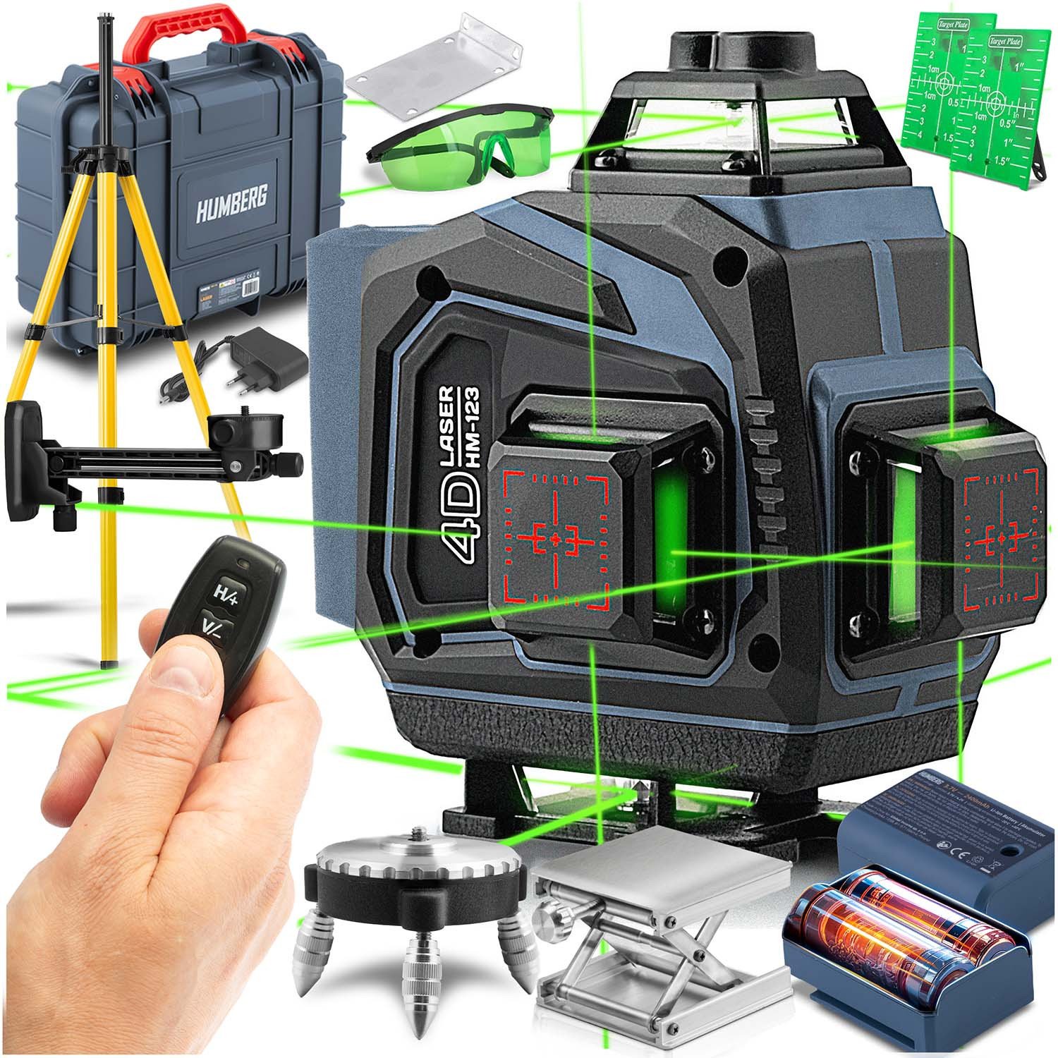 Laser krzyżowy w walizce + statyw Humberg HM-170