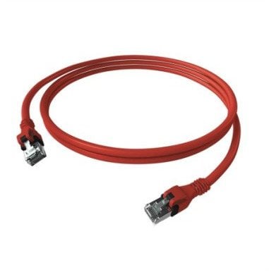 EasyLan DualBoot PushPull Patch Cable Cat.6A (Class EA), S/FTP, RJ45 / RJ45, czerwony, 5 m