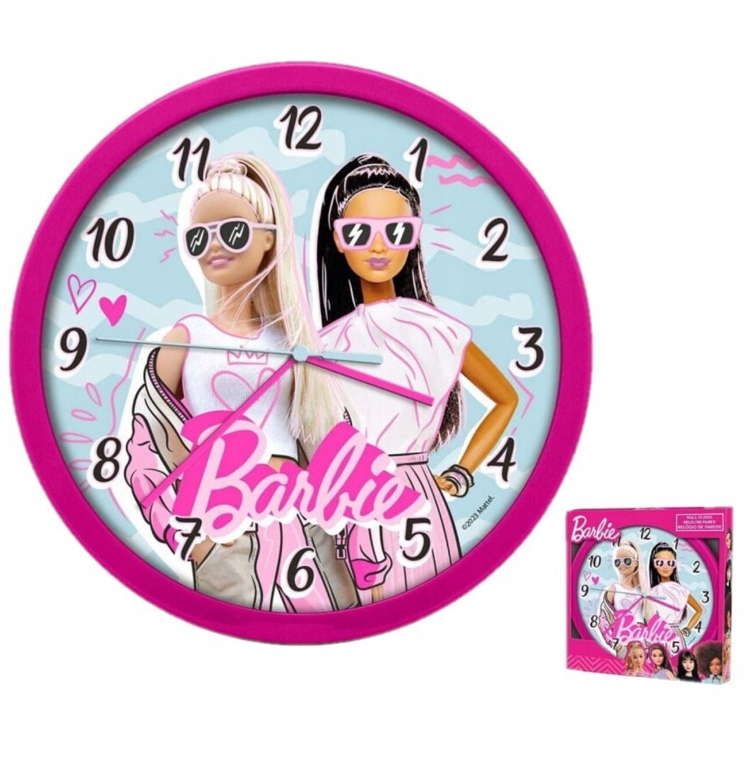 Zegar Ścienny Na Ścianę Duży 25cm Dla Dziecka Dzieci / Barbie / Bb00014