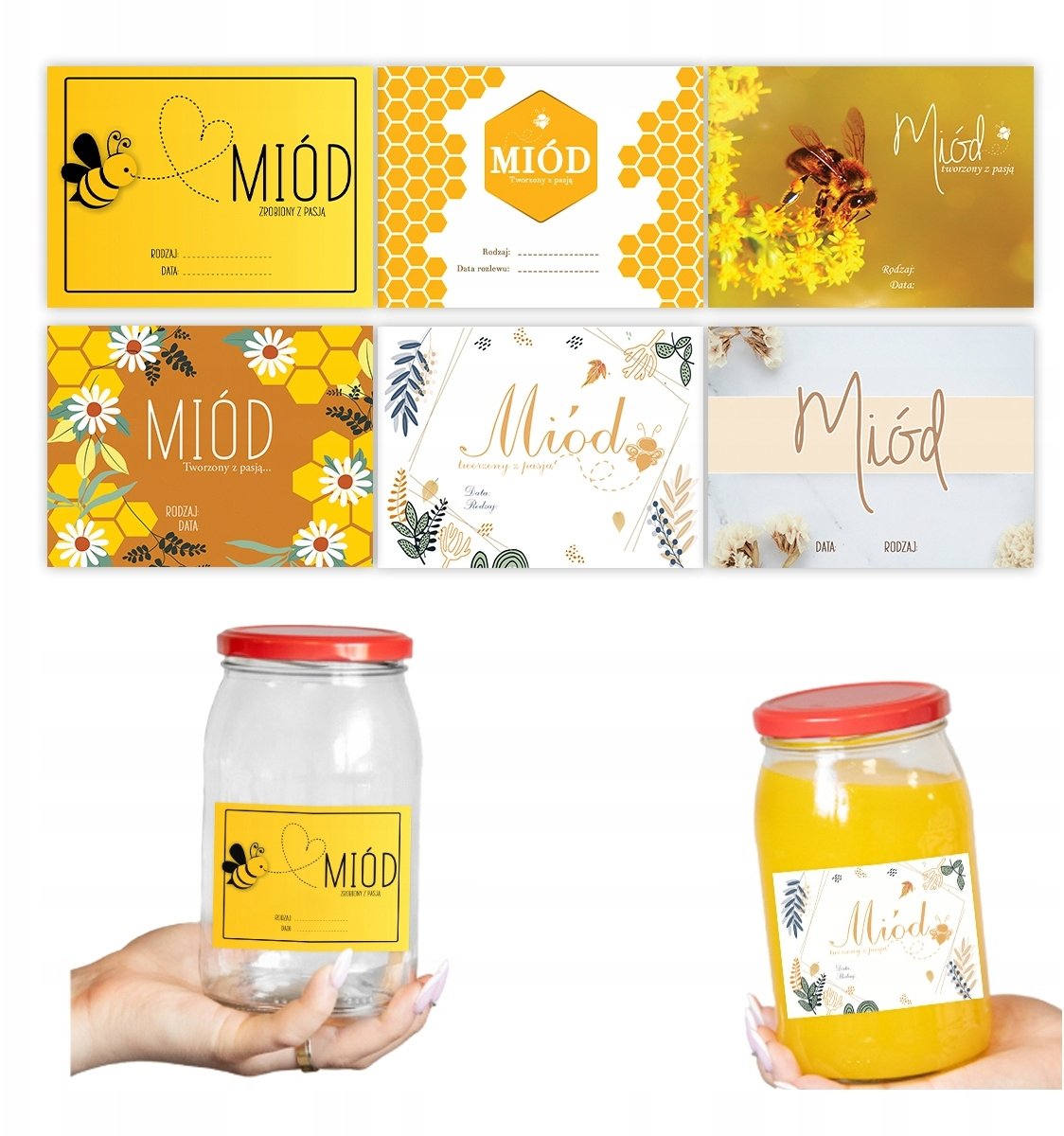 10X Etykiety do miodu naklejki na MIÓD SŁOIKI