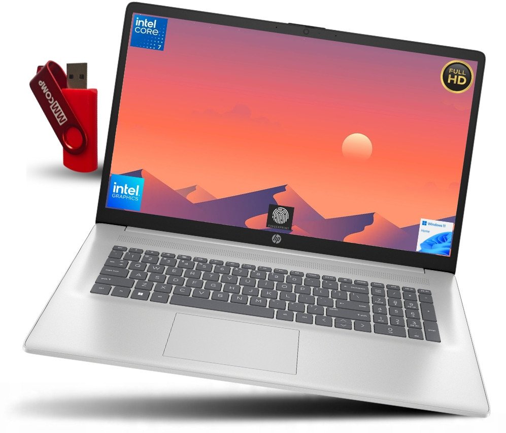 Laptop HP 17 Core 7 150U 16GB DDR4 512GB SSD 17.3" Full HD IPS Win11 SZYBKI