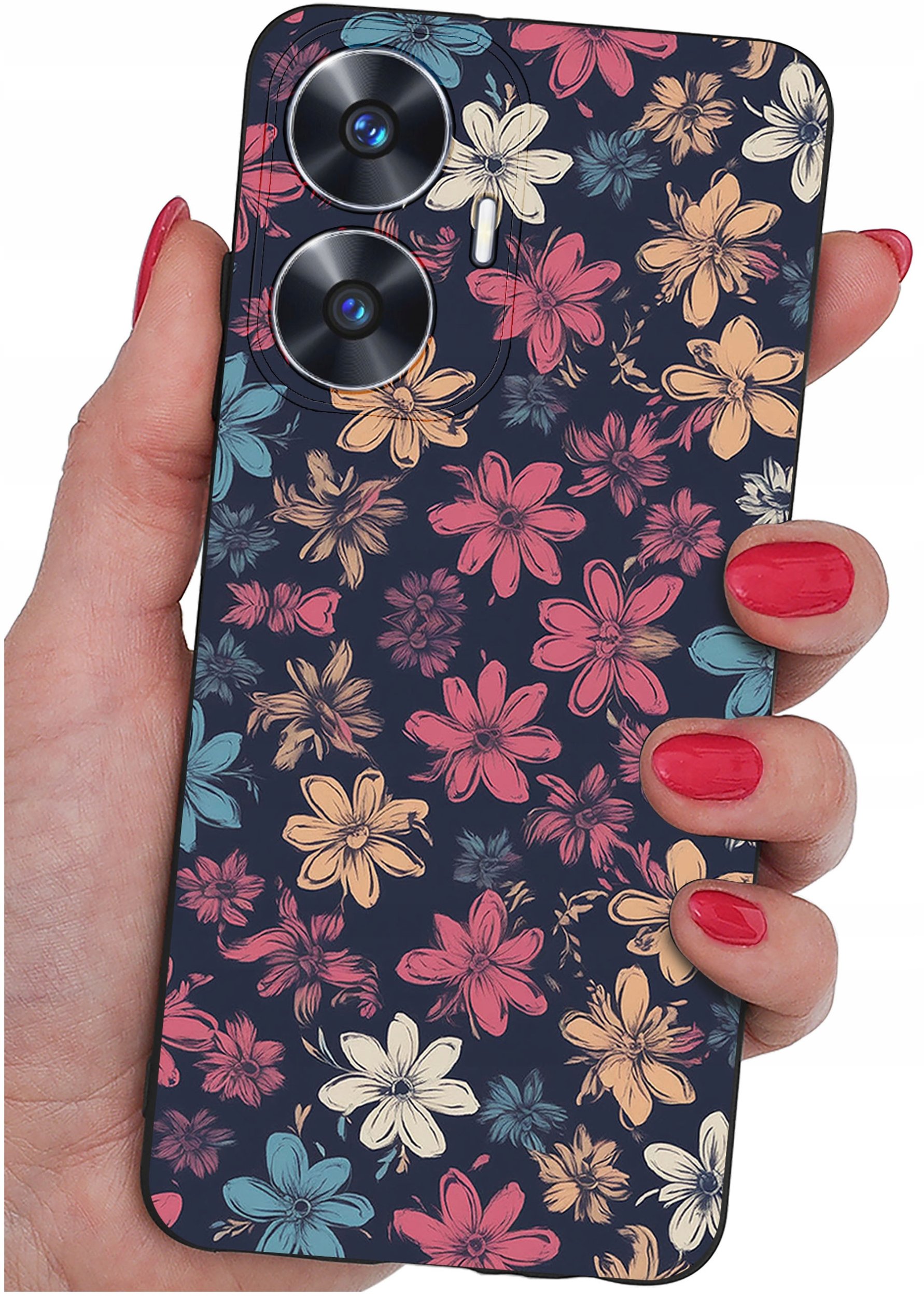 ETUI do Realme C55 WZORY |SILIKONOWE MATT CASE + SZKŁO 9H