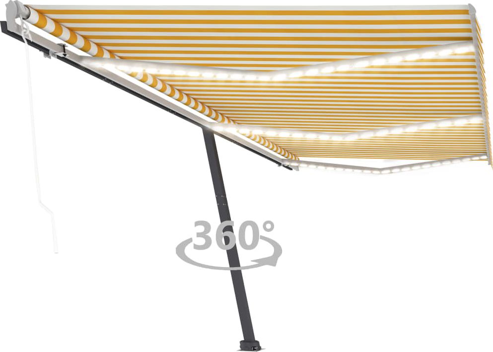 vidaXL Automatycznie zwijana markiza, LED i czujnik wiatru, 600x300 cm