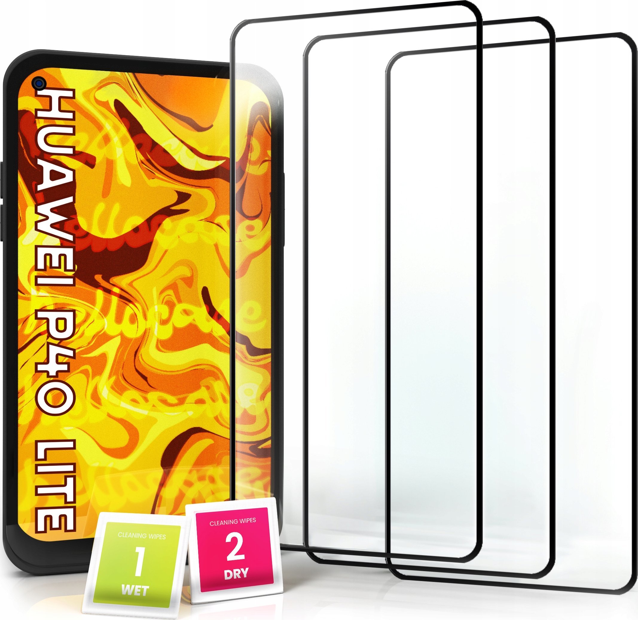 Hello Case 3-pak SZKŁO HARTOWANE DO Huawei P40 LITE na cały ekran 9H ochronne 5D