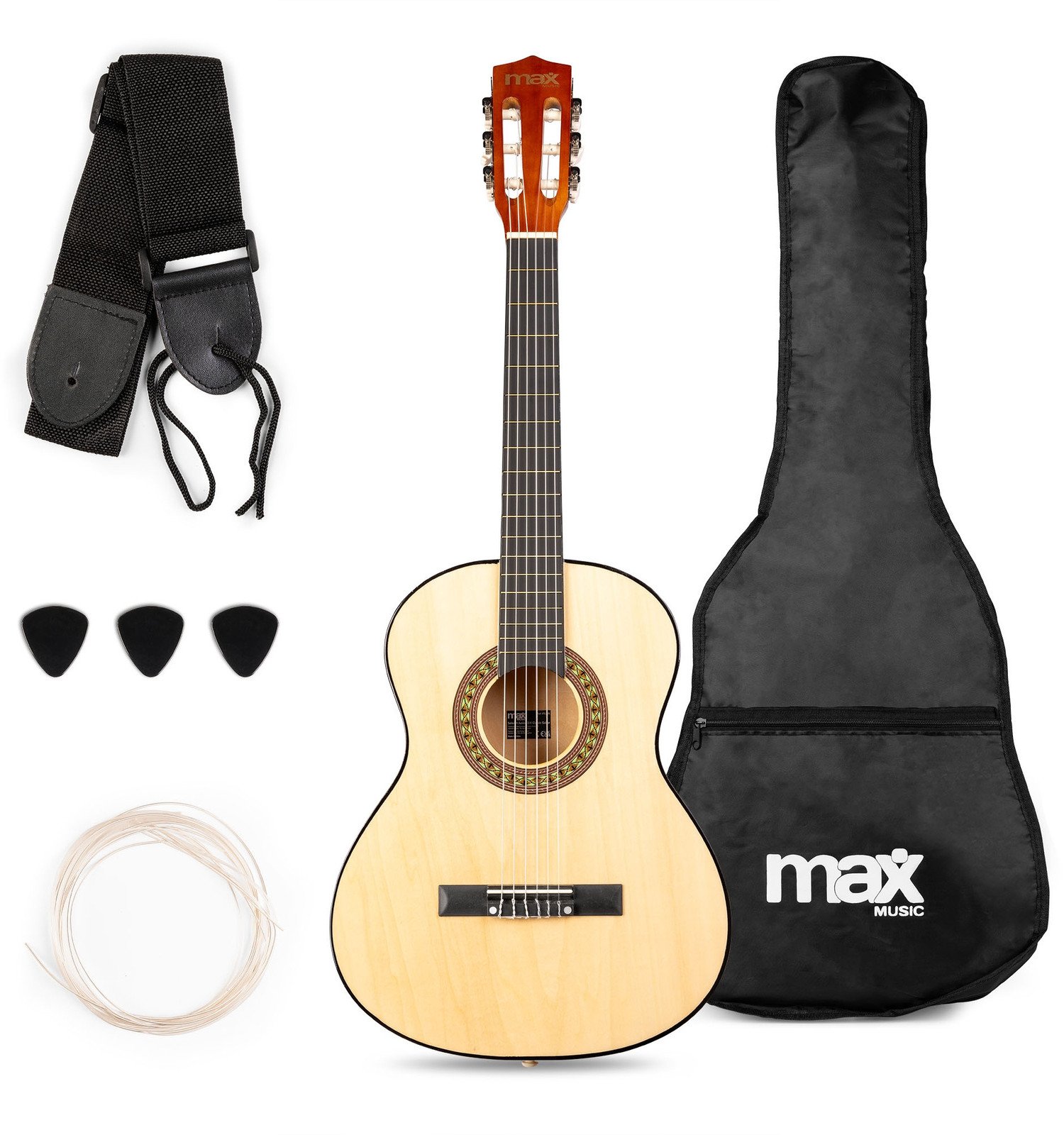 Gitara klasyczna 3/4 dla dziecka młodzieżowa SoloArt Max naturalna+ akcesoria one size