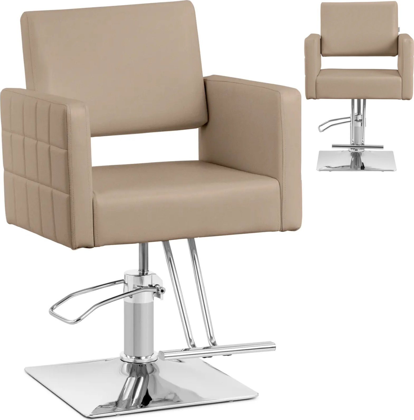 Physa Fotel fryzjerski barberski kosmetyczny z podnóżkiem RIBBLETON - beżowy Fotel fryzjerski barberski kosmetyczny z podnóżkiem RIBBLETON - beżowy
