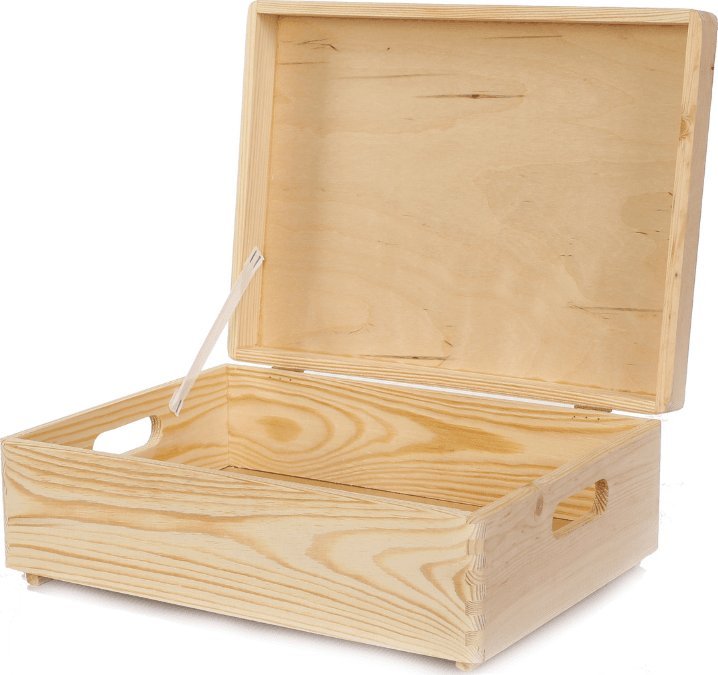 Wamar-Sosenka Drewniana Skrzynka z wiekiem 13,5x40x30 cm - Naturalna Surowa Szlifowana Drewno sosnowe 12 litrów / Wamar-Sosenka
