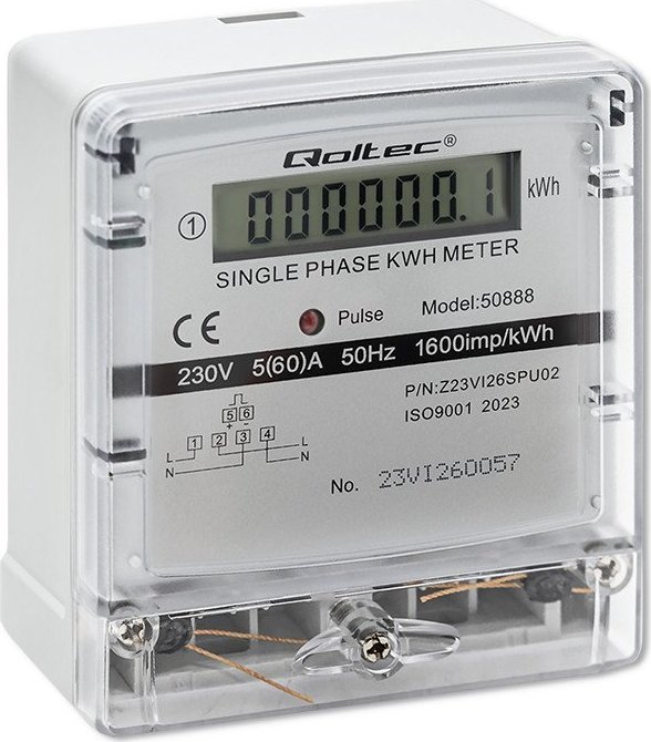 Qoltec Jednofazowy elektroniczny licznik | miernik zużycia energii | 230V | LCD
