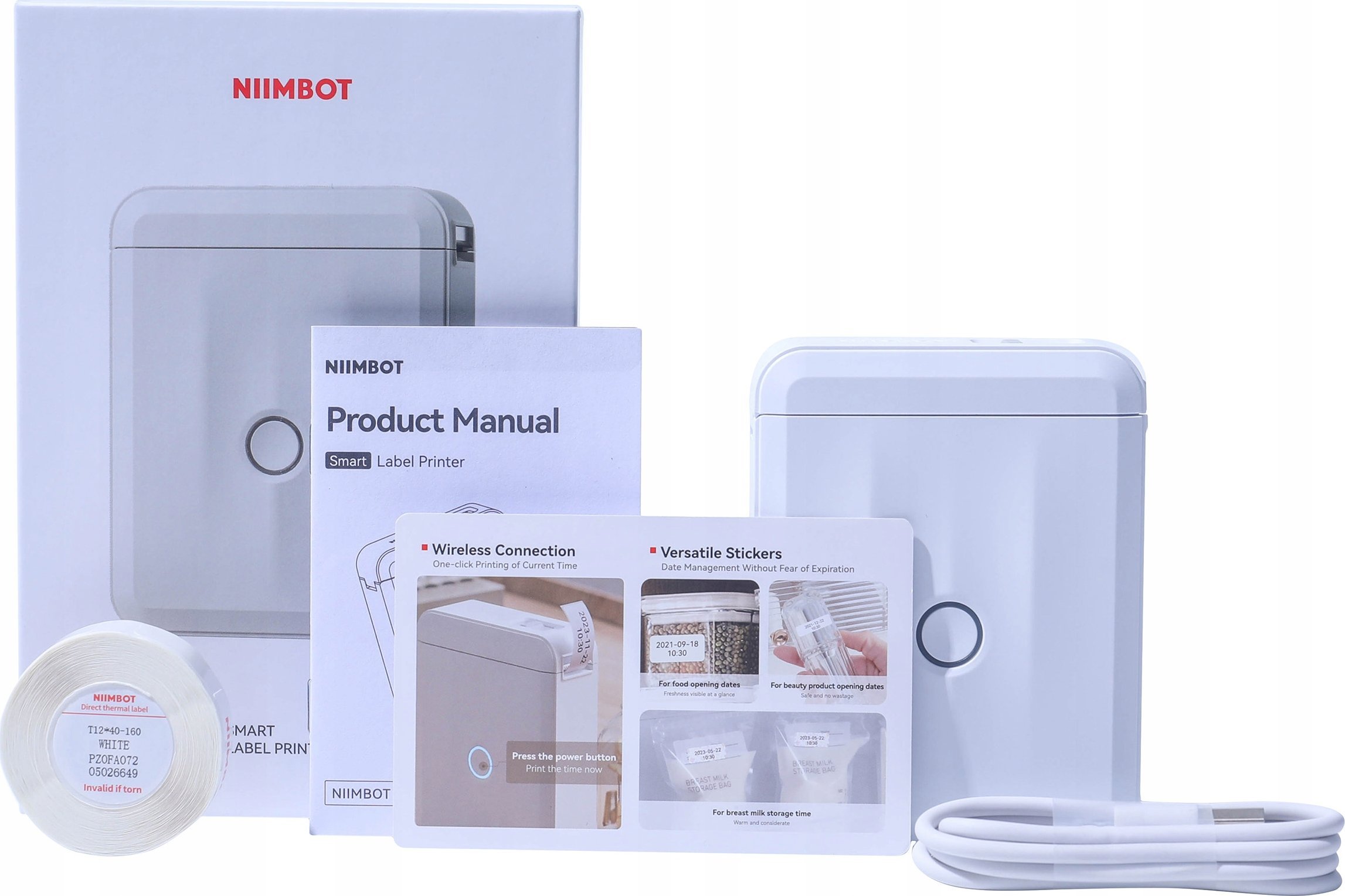 Drukarka etykiet Niimbot Niimbot Tiskárna štítků D110-M Smart, bílá + role štítků 160 ks