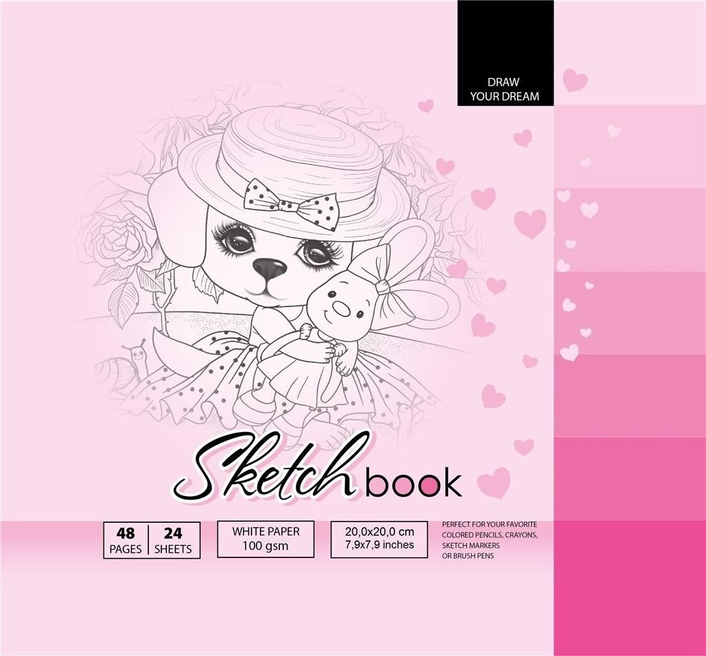 Fresh Szkicownik 20x20cm 48k różowy