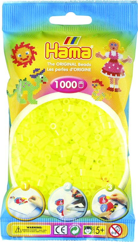 Hama midi koraliki neon żółty 1000stk