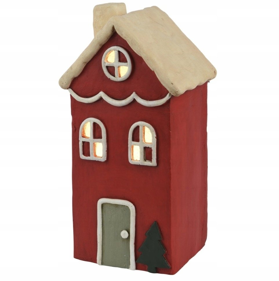 Figurka świąteczna tworzywo sztuczne domek duży LED 15,5x36,5cm 1szt