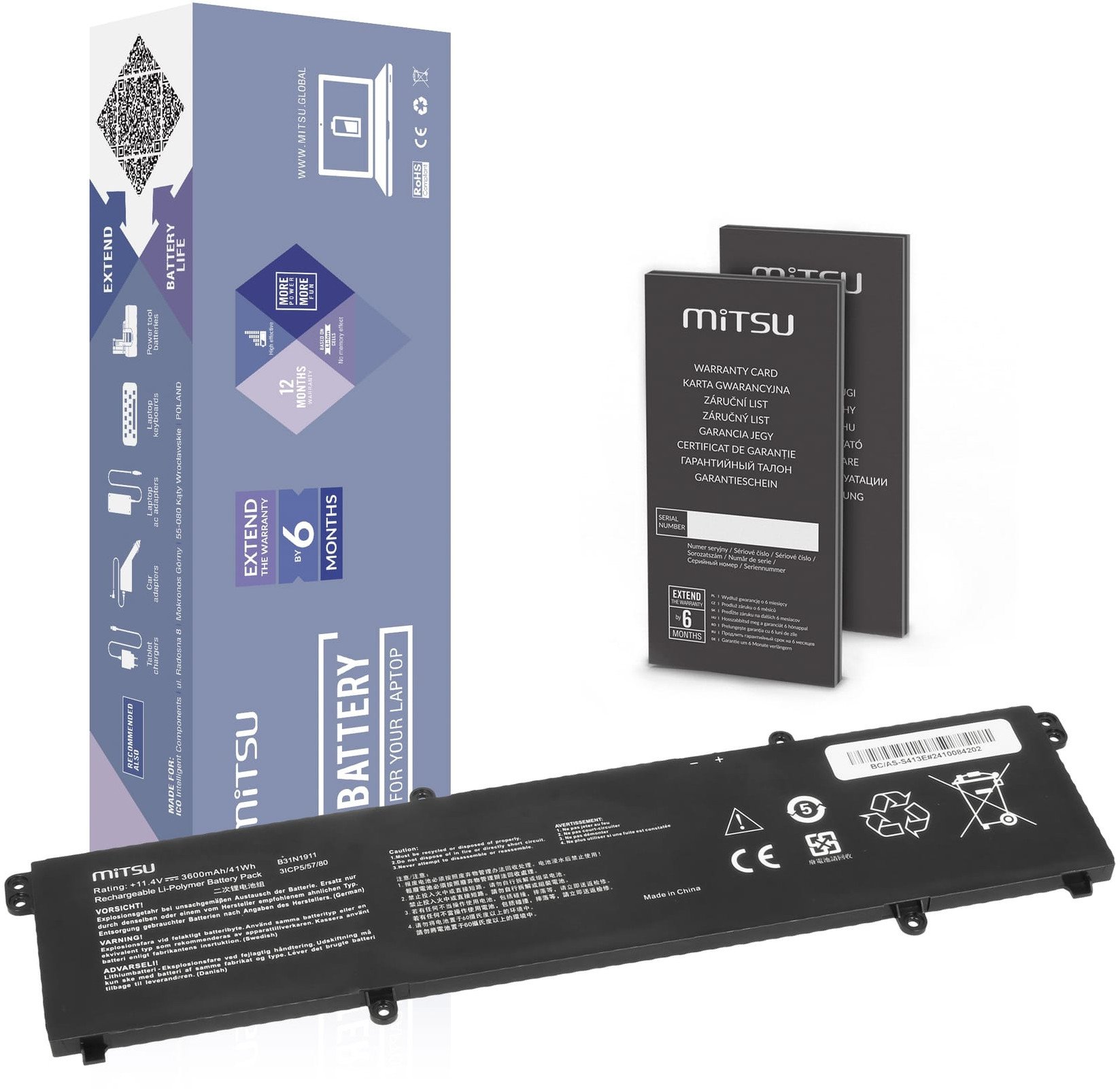 Bateria Mitsu do Asus VivoBook M1502I, M1702Q, Flip TM420U