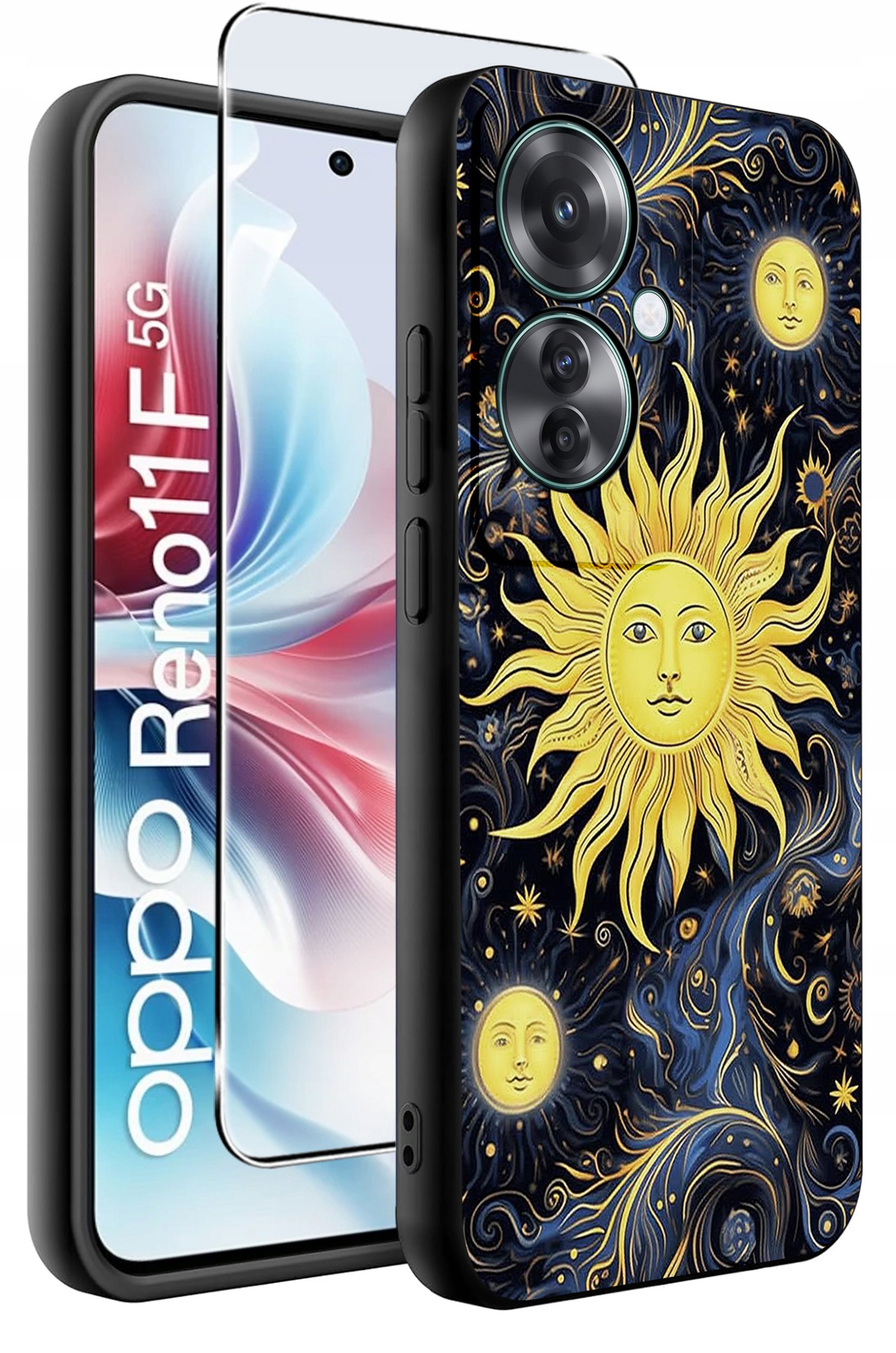 ETUI do Oppo Reno11 F 5G WZORY | SILIKONOWE MATT CASE + SZKŁO HARTOWANE 9H