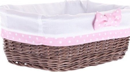 WickerPL Wiklinowy Kosz Regałowy Kosz do Łazienki Szarzony Obszyty 38x28 H20 cm