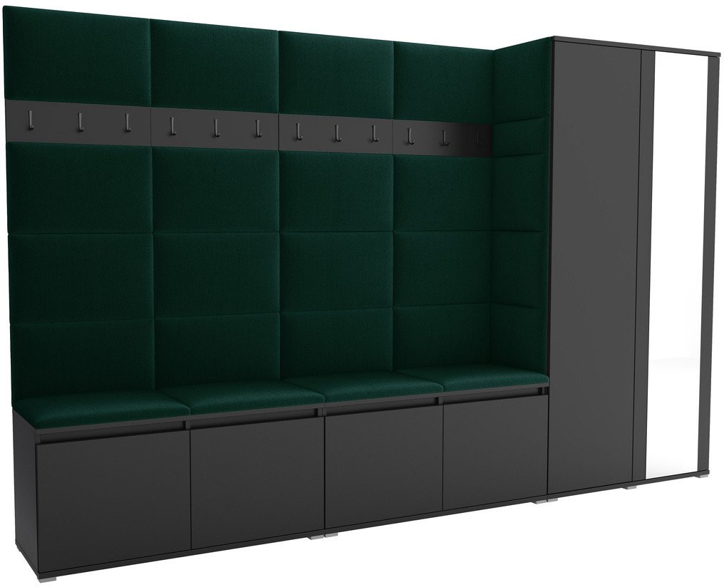 Tapicerowana garderoba Noris V z lustrem - kolor czarny + tkanina Trinity 28