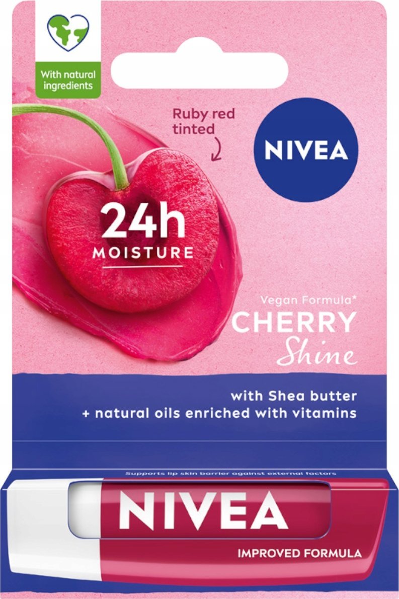 NIVEA CHERRY SHINE Pomadka ochronna do ust wiśniowa koloryzująca 4,8g