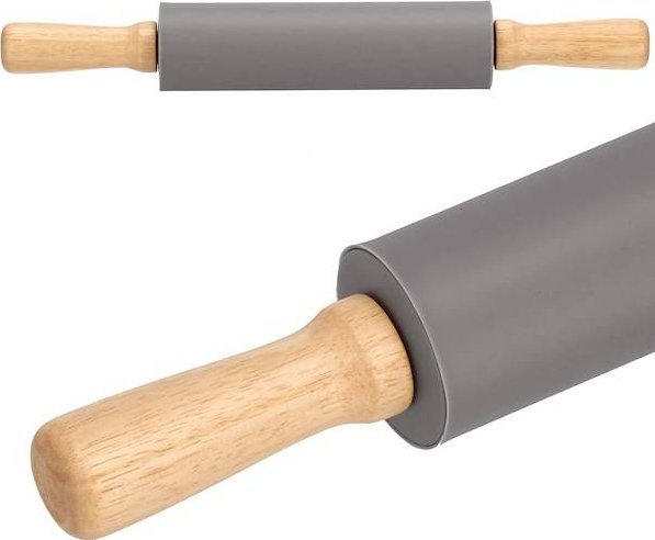 Springos Silikonowy wałek do ciasta 38cm obrotowy szary UNIWERSALNY