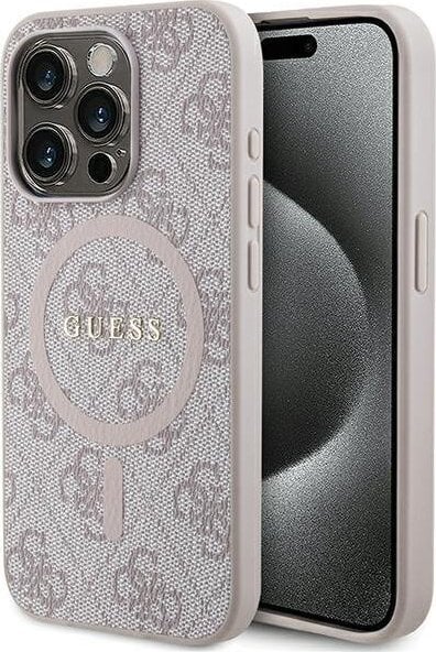 Guess GUHMP14XG4GFRP iPhone 14 Pro Max 6.7" różowy/pink hardcase 4G Collection Leather Metal Logo MagSafe