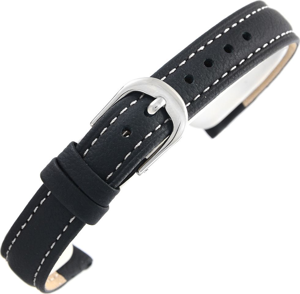 Bisset Pasek skórzany BISSET BS158 biała nić - 12 mm