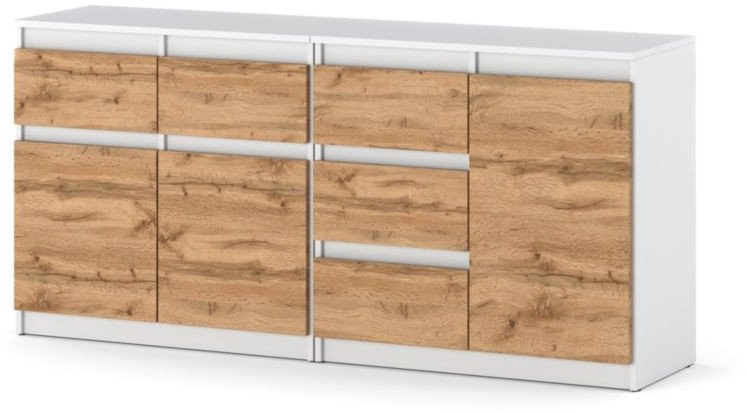 Komoda 5 Szuflad Nowoczesna Szafka Do Sypialni Duża 160cm Biała Dąb Wotan