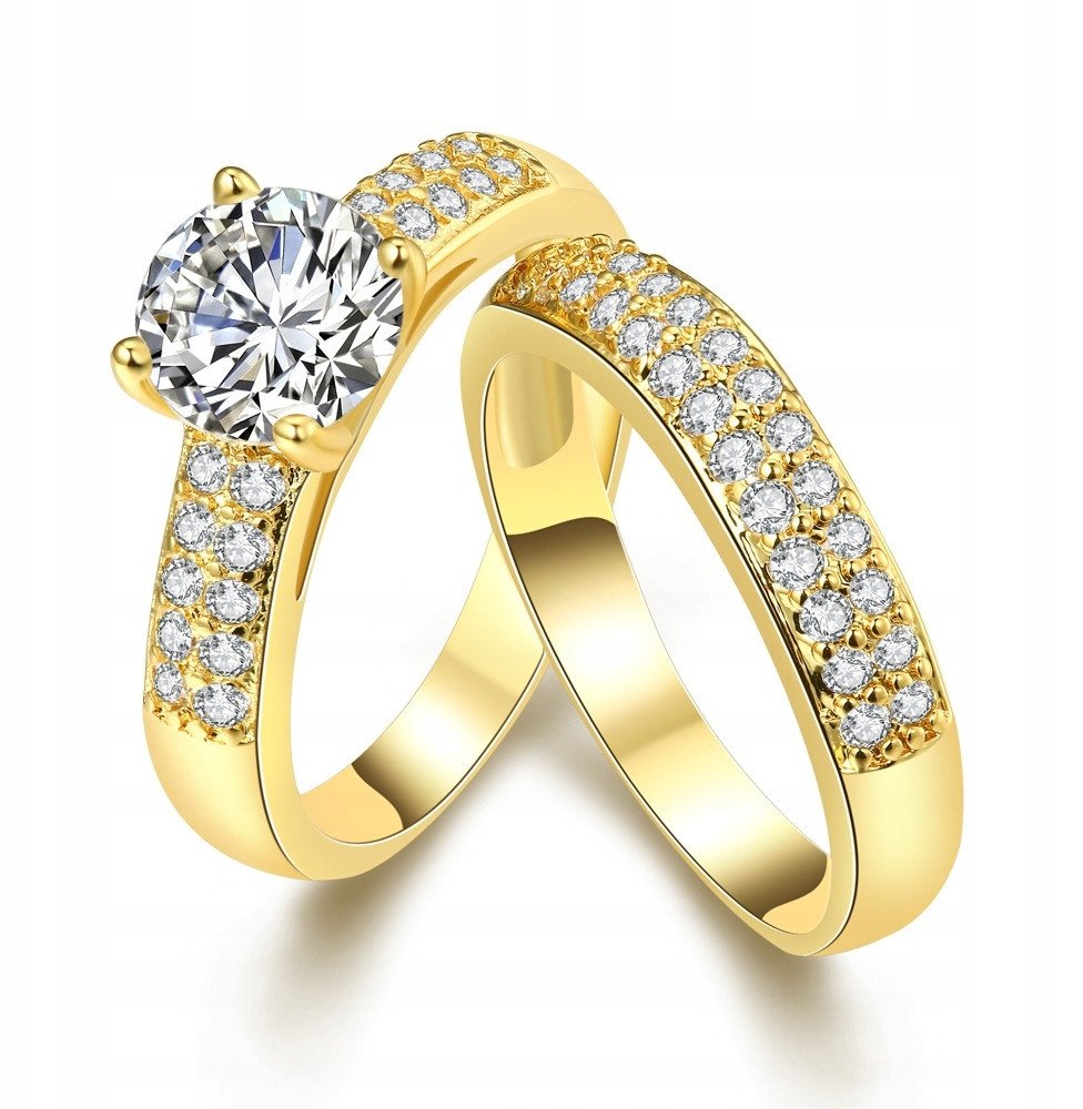 Złote OBRĄCZKI PARA ŚLUBNE STAL POZŁACANE r.17/19