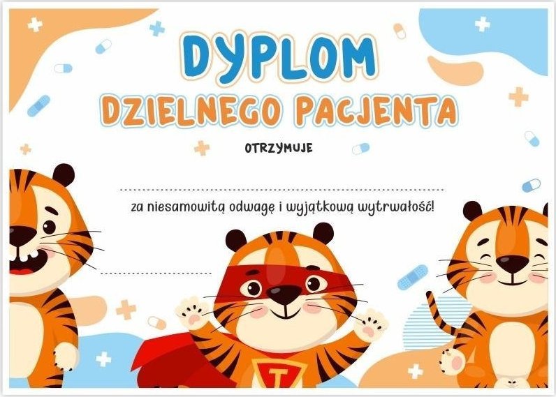 LearnHow Dyplom A5 dzielnego pacjenta - Tygrys 10szt