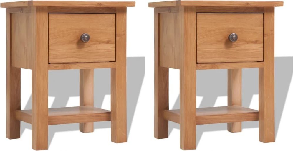 vidaXL VidaXL Szafki nocne, 2 szt., 36x30x47 cm, lite drewno dębowe