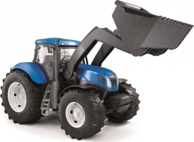 tpk1 DUŻY TRAKTOR NEW HOLLAND Z ŁYŻKĄ OTWIERANE DRZWI 1:16