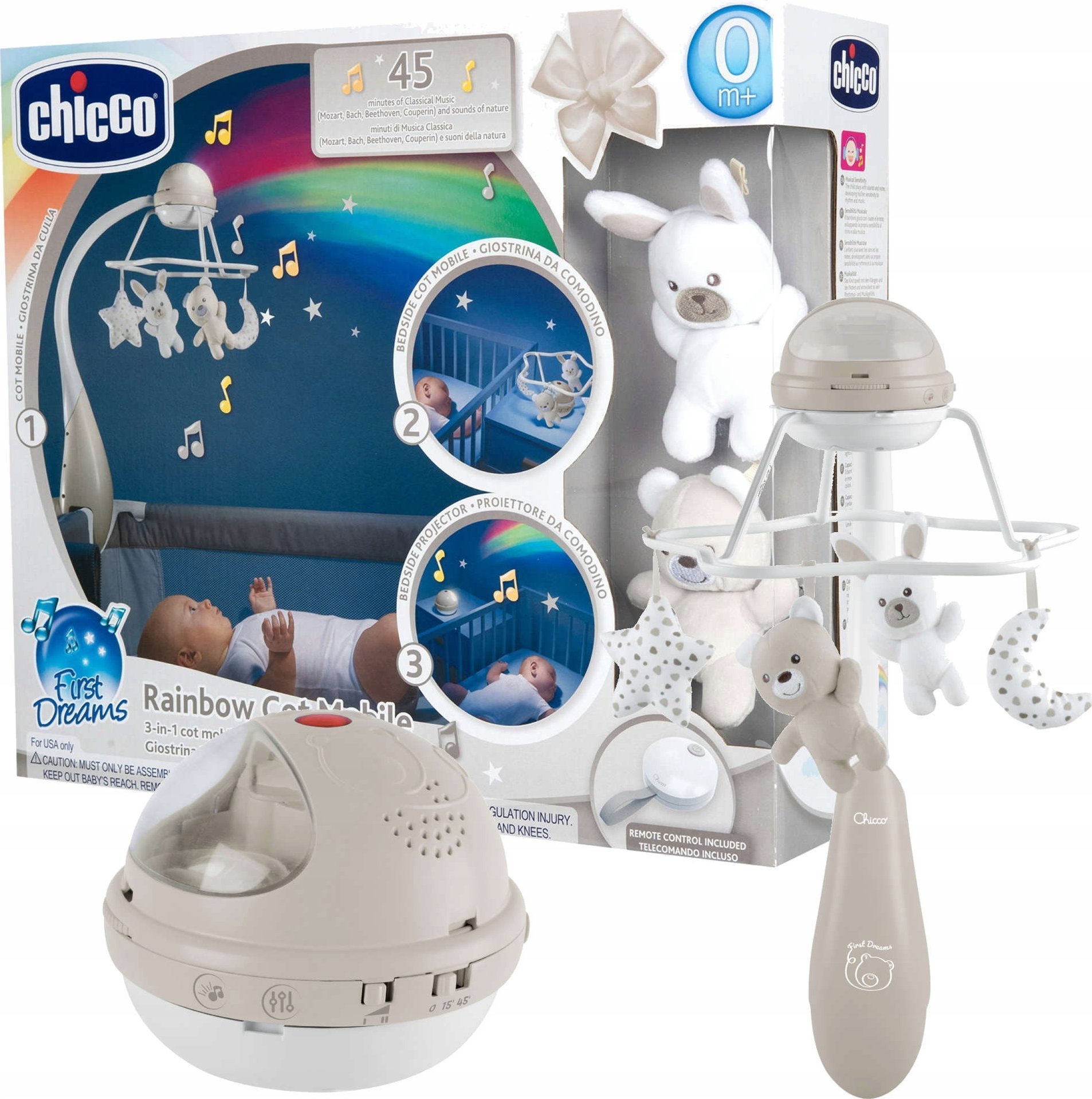 Chicco Karuzela First Dreams Rainbow 3w1 beżowa