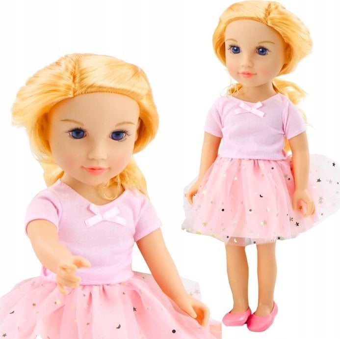 LeanToys Lalka W Sukience Z Tiulem Różowa Blond Włosy 18'