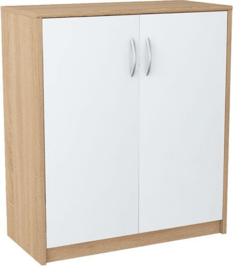 Komoda dwudrzwiowa, Classic, 74x35x85 cm, dąb sonoma, biel, mat | TYLETEGOTU