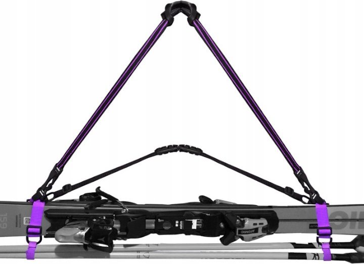 Snowsport Paski szelki uprząż do noszenia nart i kijków Snowsport Fioletowy