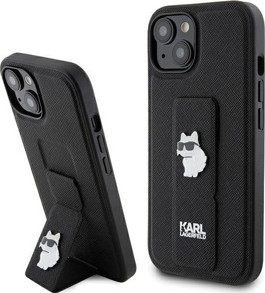 Karl Lagerfeld KLHCP15MGSACHPK iPhone 15 Plus 6.7" czarny/black hardcase Gripstand Saffiano Choupette Pins