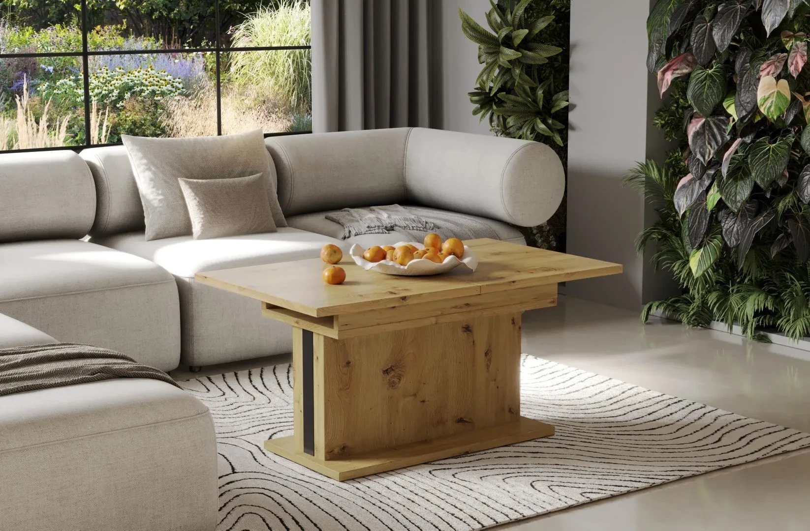 Ława rozkładana podnoszona SOLARIS 110(170)x65 dąb artisan ENDO