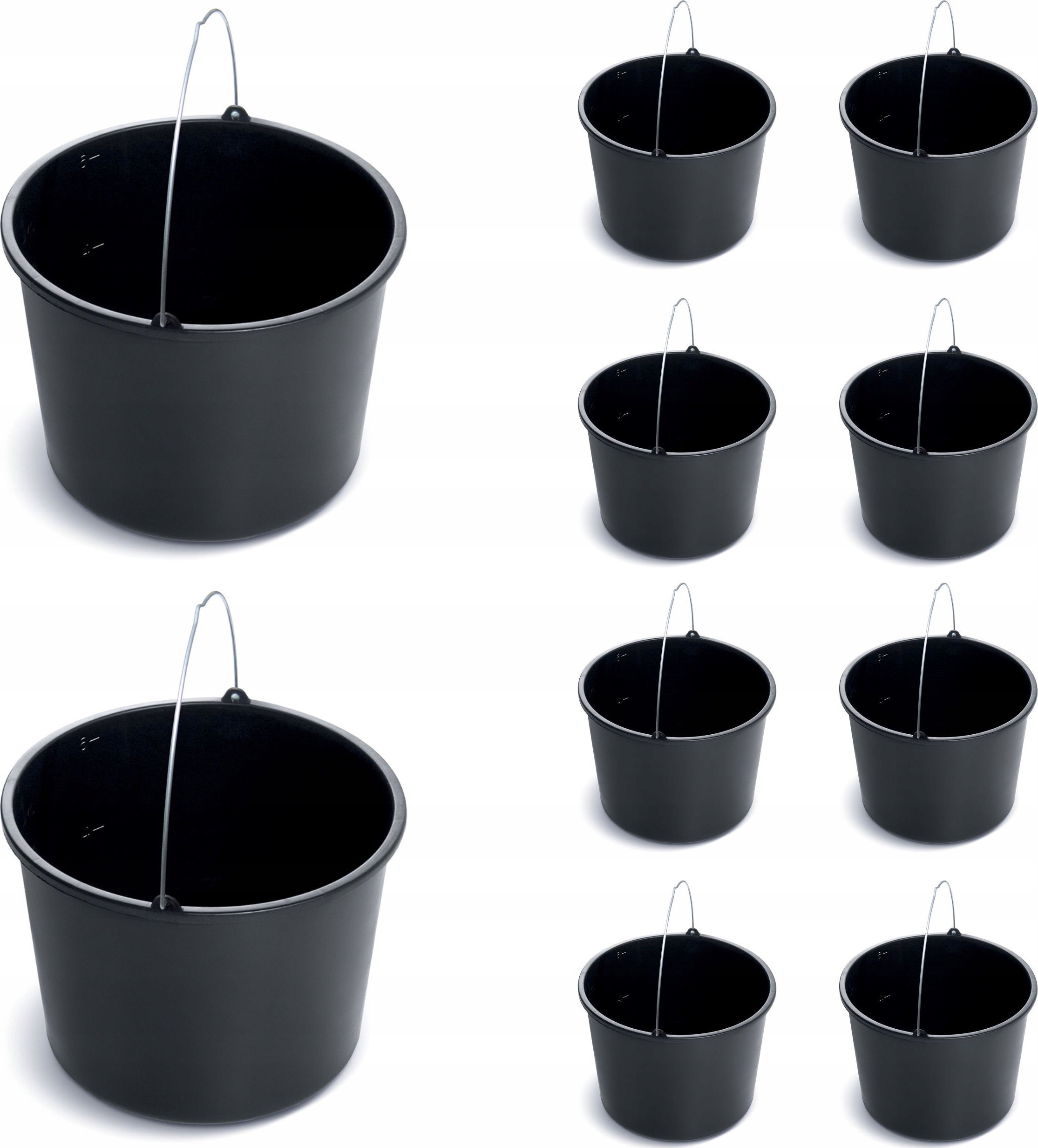 10x Wiadro budowlane 5l Gospodarcze plastikowe ogrodowe