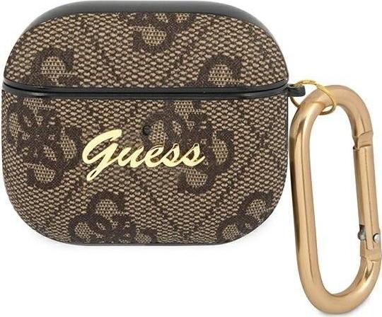 Guess Etui ochronne Script Metal Collection do AirPods 3 GUA34GSMW brązowe