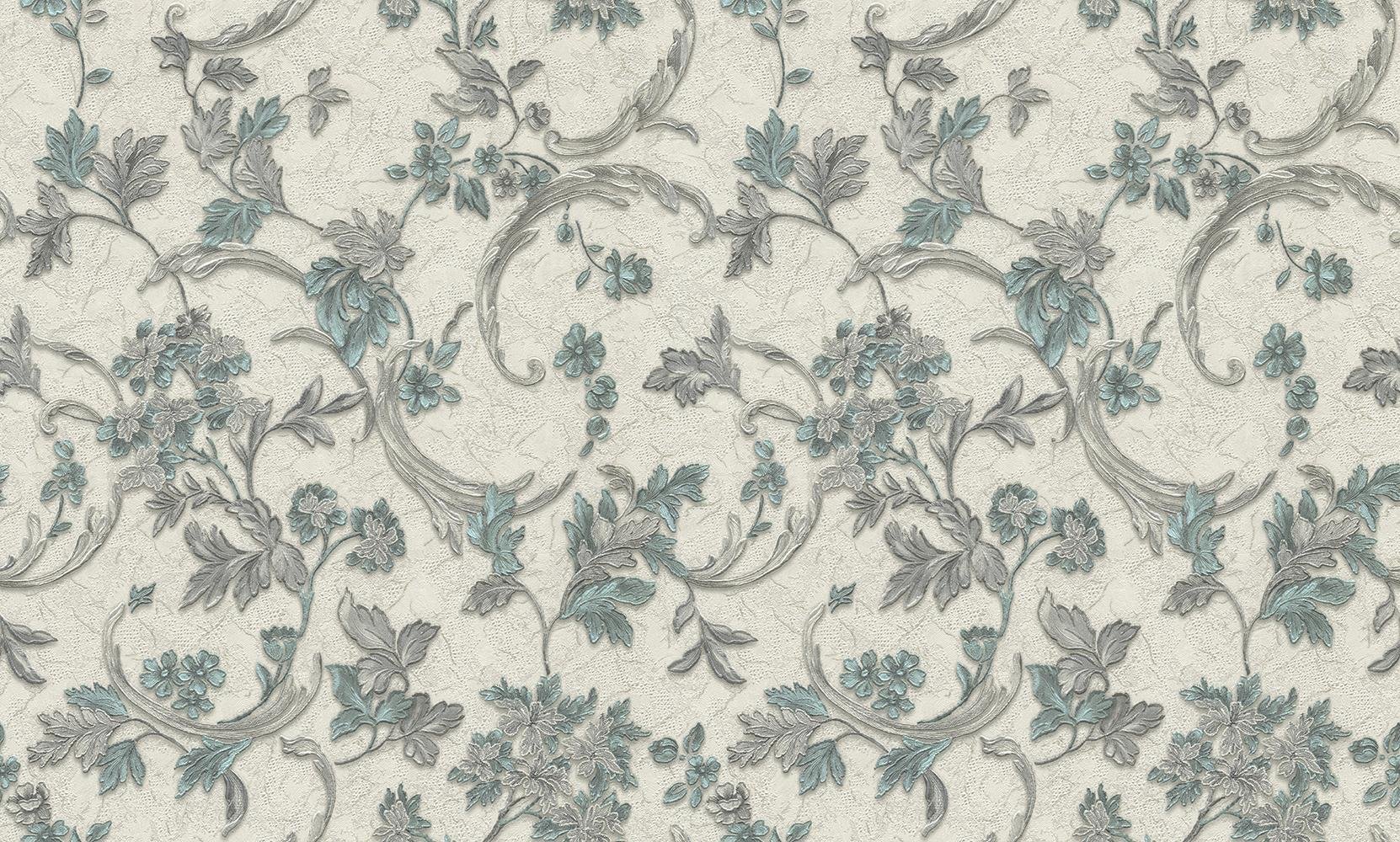 MallDeco TAPETA WINYLOWA MODEL MERLEN DEKORACJA SZARO-ZŁOTA