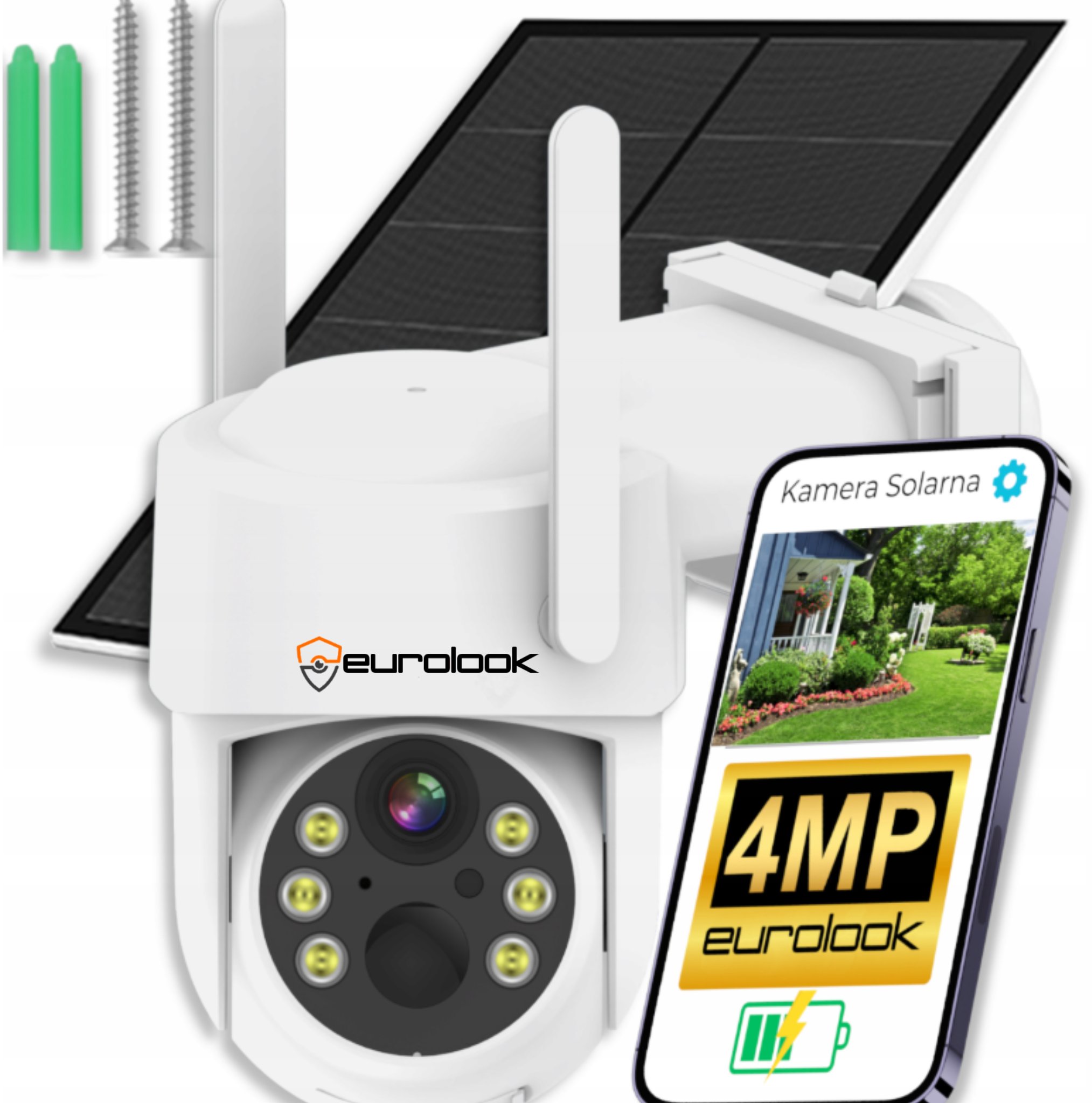 KAMERA WIFI SOLARNA 4MPX SMART ZEWNĘTRZNA OBROTOWA IP BEZPRZEWODOWA ALARM