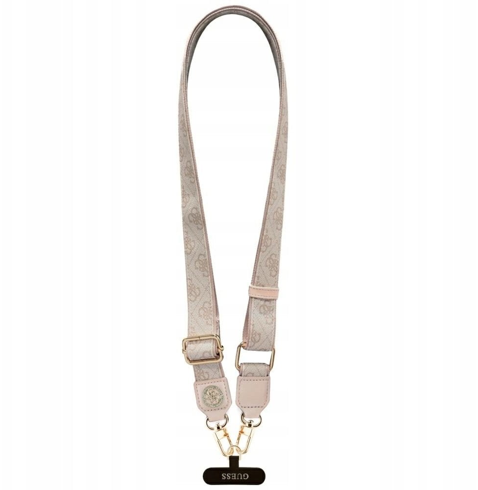 Uniwersalna smycz Guess Universal CBDY 4G Tether Patch Strass Metal Logo różowy