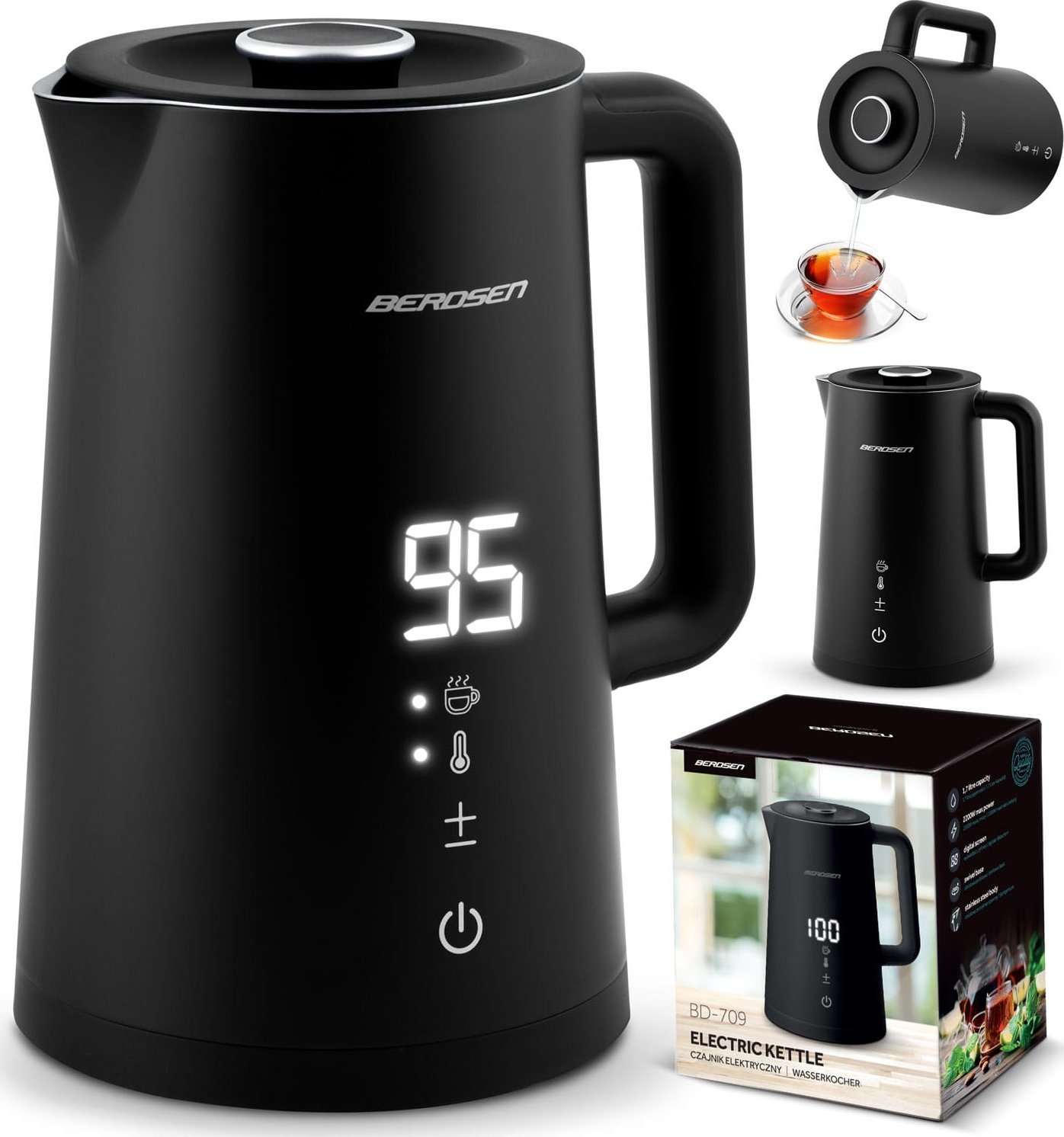 Czajnik Berdsen Czajnik elektryczny 1,7l BD-709 czarny