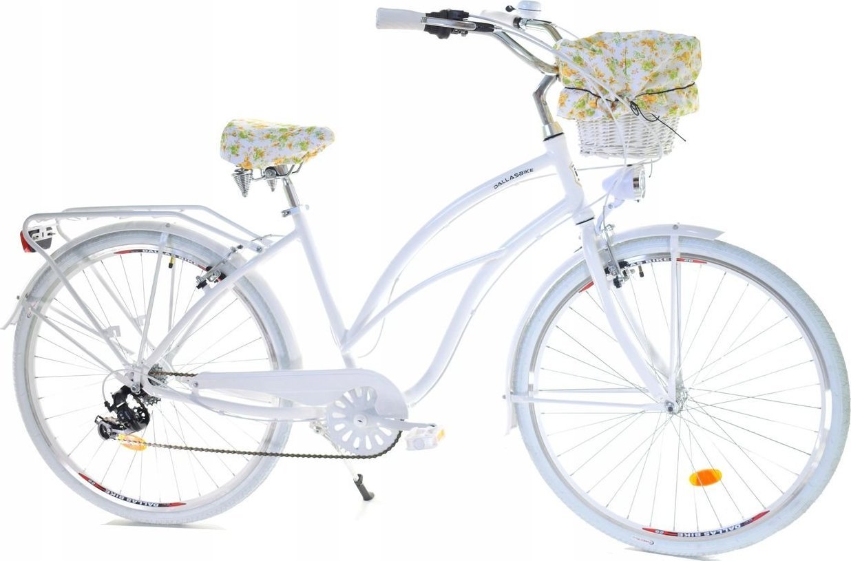 Dallas Bike Rower Dallas Cruiser 26" 7spd Lady Alu - biały z koszem i wyściółką
