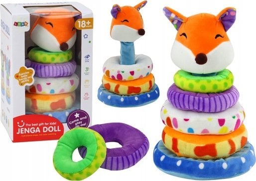 LeanToys Piramidka Pluszowa Lis Maskotka Edukacyjna Kolorowa 27 cm