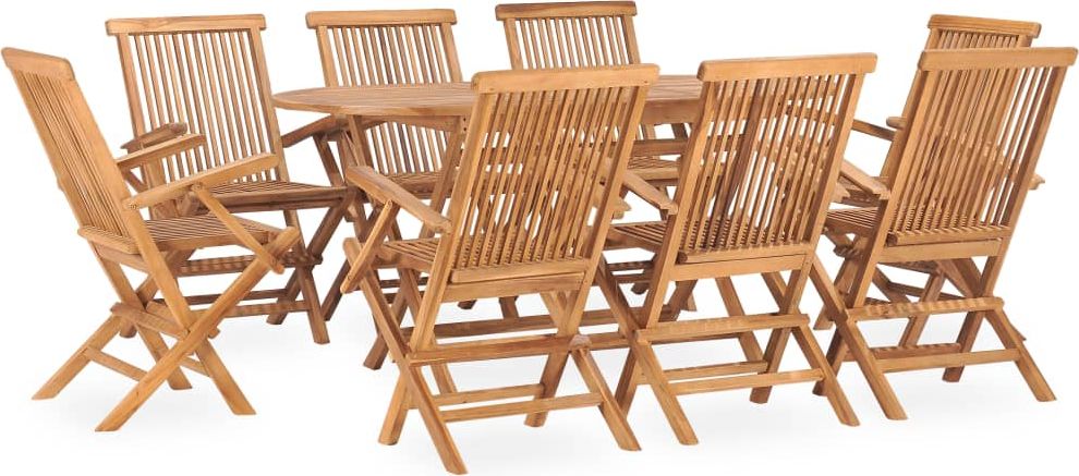 vidaXL 9-cz. zestaw składanych mebli ogrodowych, lite drewno tekowe