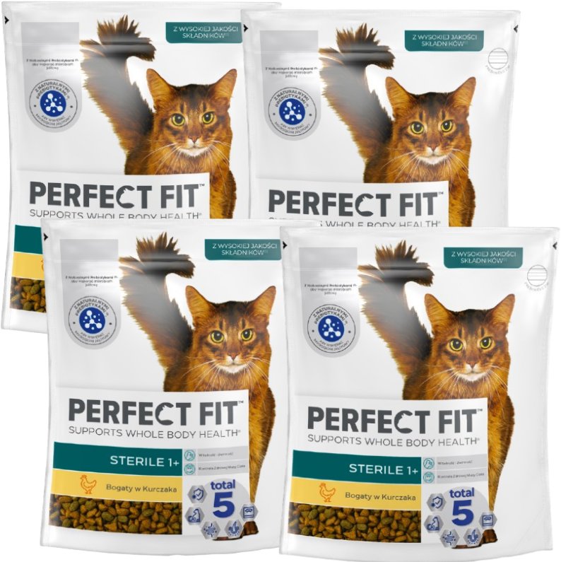 PERFECT FIT (Sterile 1+) 4x 750g Bogaty w Kurczaka - sucha karma dla kota po sterylizacji