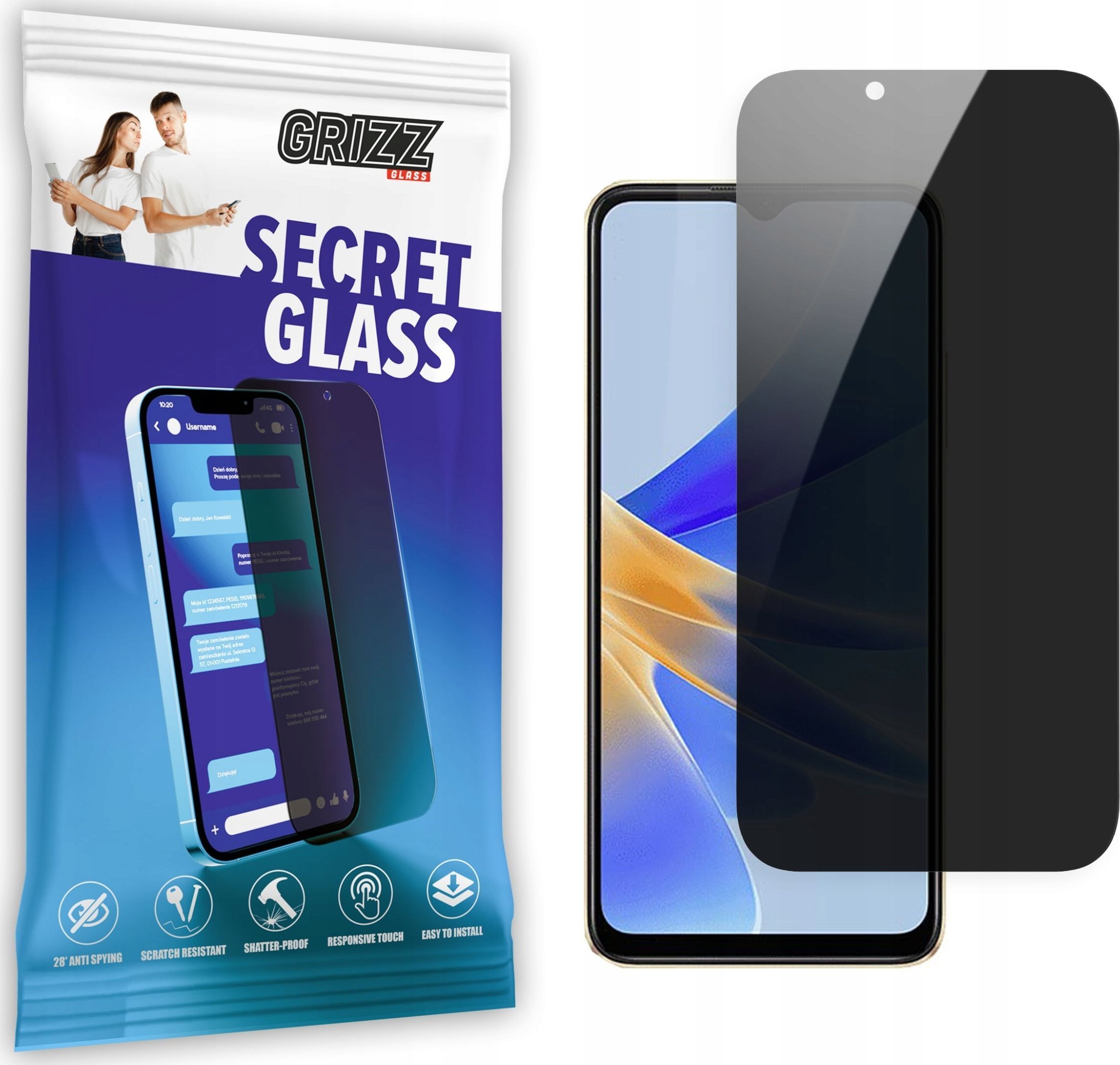 GrizzGlass Szkło prywatyzujące GrizzGlass SecretGlass Oppo A17k