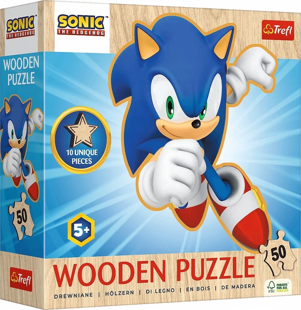 Trefl Puzzle drewniane Radosny Sonic 50 elementów (20284)
