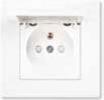 Viko KARRE Gniazdo pojedyncze z/u z klapką z przesłonami ze sprężynką białe (90963870)