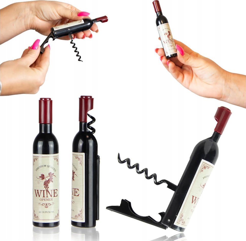 KORKOCIĄG OTWIERACZ do Wina w Kształcie Butelki - Stylowy Z MAGNESEM